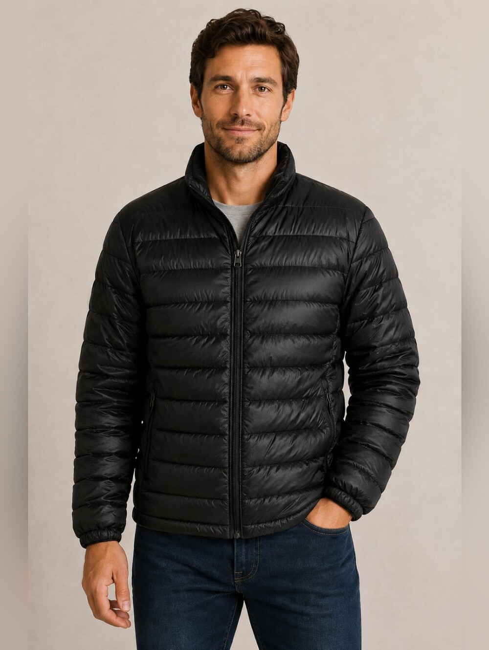 Cabela's Black Duck Down Puffer Jacket Men's Large Lightweight Packable Coat